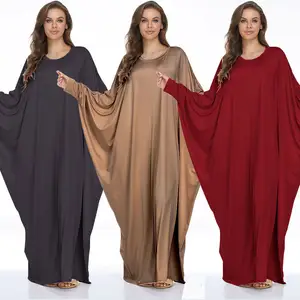 Мусульманин Дубай женская с рукавами «летучая мышь» больших размеров Jalabiya абайя Кафтан Исламская одежда с длинным рукавом Макси платье Ближний Восток халат женская одежда