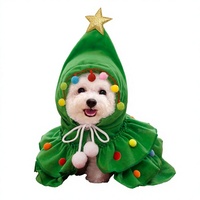 Costume de Noël pour animaux de compagnie : Cape à capuche rouge, chapeau étoile, tenue de Noël ajustable en coton pour chiens et chats, vente en gros, vêtements pour animaux OEM