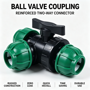 Robinet à bille simple en PP de qualité supérieure : Raccord de compression anti-fuite pour systèmes d'irrigation agricole - Product Image 1