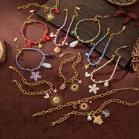 Bracelet chaîne en coquillage en forme de cœur soleil pour femme, plaqué or, tissé à la main, coloré, de haute qualité et tendance