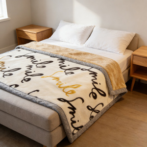 Coperta in Raschel Premium Eco-Friendly - Super Morbida, Calda ed Elegante con Stampa Digitale <span class=keywords><strong>e</strong></span> Design Vintage Sorriso per Tutte le Stagioni - Product Image 2