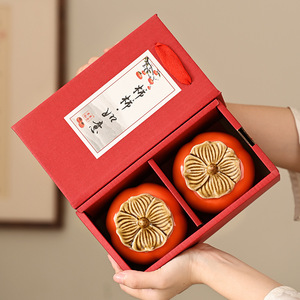 Recipiente Hermético <span class=keywords><strong>de</strong></span> Cerámica con Forma <span class=keywords><strong>de</strong></span> Caqui para Té, Tarro <span class=keywords><strong>de</strong></span> Dulces para Boda, Diseño Creativo con Logotipo 'Caqui', '<span class=keywords><strong>Todo</strong></span> Va Bien' - Product Image 3