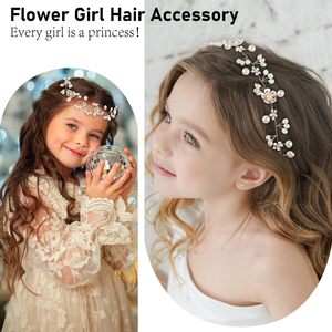 Wedding Flower Crown Princess Wedding Headpiece Rhinestone <strong>Headband</strong> <strong>Veil</strong> Crystal Headpiece Tiara for Girls Wedding Flower Girls - Product Image 2