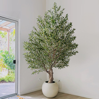 Grand arbre d'olivier bonsaï artificiel fait main de 2 m de haut, luxueux, résistant aux UV, pour décoration de Noël intérieure/extérieure, maison, bureau, en soie, bois et plastique