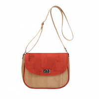 Sac Bandoulière en Liège Portugais Bicolore pour Femmes Mini Vintage Bretelle Réglable Léger Sac Écoresponsable