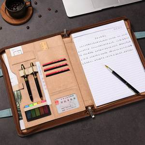 Porte-documents en cuir PU multifonctionnel A4 avec fermeture éclair, recharge sans fil personnalisée, dossier de gestion de documents avec <span class=keywords><strong>bloc</strong></span>-notes - Product Image 2