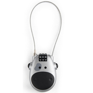 Verrou de casque combiné avec câble en acier rétractable pour moto, véhicule électrique, sécurité des portes et des fenêtres, argent, noir, ABS - Product Image 3