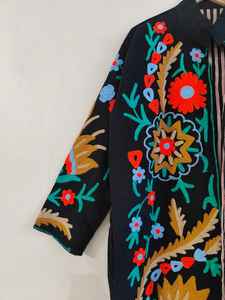 Chaqueta Bomber de Mujer, Estilo Bohemio, Tradicional, Tribal, Bordada a Mano, Reversible, Ecológica, Transpirable, de Algodón Suzani - Product Image 3