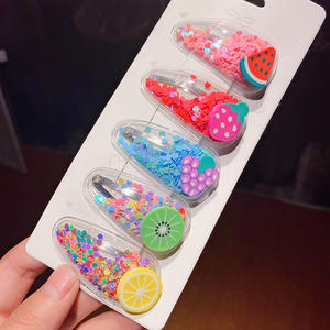 Tracy & <span class=keywords><strong>herry</strong></span> 5ชิ้น/เซ็ตหลากสีทรายดูดโปร่งใสเด็กหญิงผลไม้เลื่อมแวว BB คลิปของขวัญ - Product Image 2