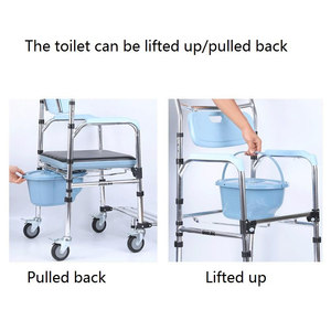 Nouvelle arrivée, chaise de toilette pliante réglable moderne MK avec roulettes, capacité de 136 kg, 59x24x75 cm - Product Image 6