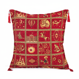 Funda de cojín y almohada, tela turca roja con diseño de símbolos turcos Hecho en Turquía... De Turquía - Product Image 2
