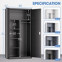 Armoire de rangement métallique robuste et moderne de 72 pouces avec serrure, design multifonctionnel pour la maison, le bureau, la salle de sport, l'extérieur et l'école