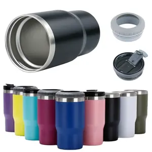 Stainless Steel Beer Cooler 14oz Thermos Coffee Mug Insulated Holder with 2 Lids Water Bottle Car Thermal Cup