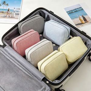 <b>Large</b> Capacity Striped Bubble Makeup <b>Bag</b> Travel Toiletry Pouch for Women Portable Cosmetic Organizer with Zipper - Product Image 3