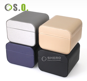 Boîte à montre en papier imitation cuir de haute qualité, boîte à montre en cuir et plastique de luxe, boîte à montre personnalisée avec logo, insert en velours - Product Image 3