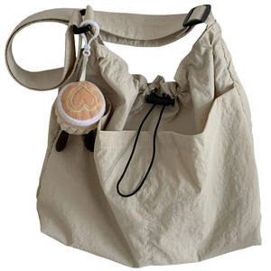 Bolso grande informal para mujer, bolso de hombro de nailon blanco, con hebilla magnética, bandolera suave de Color sólido, verano 2024 - Product Image 5