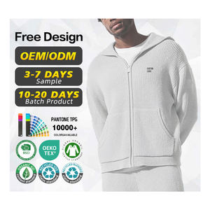 BSCI Certification Sweater Manufacturer Custom Design logo <b>Men</b> 100% Cotton Casual Rib Knit <b>Full</b> <b>Zip</b> <b>Cardigan</b> Gray Winter Sweater - Product Image 1