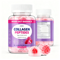 Complément de 5 types de gommes de collagène (types I, II, III, V, X) avec mélange antioxydant Myrtille et Thé Vert pour la beauté de la peau, des cheveux et des ongles