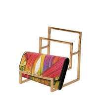 Boutique Store Luxury 3 Steps Poli Gold Purse Wallet Rack Clutch Bag Display Stand for Store