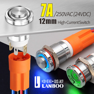 LANBOO Công Tắc Nút Nhấn Chống Nước Bằng Kim Loại 12Mm 16Mm 19Mm 22Mm Chốt IP67 Dòng Điện Cao Hoặc Tùy Chọn Tạm Thời 12V 24V 220V - Product Image 2