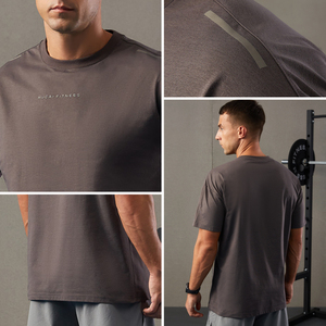 OEM HUCAI Custom Cotton <strong>Spandex</strong> Activewear Regular Fit High-Frequency Sorona Leisure Top Gym Workout Sports t Shirt - Product Image 2