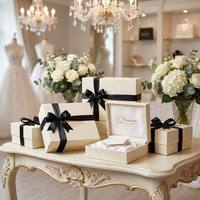 Boîte cadeau de mariage en carton rigide personnalisée de luxe, ruban noir et blanc, emballage pour cadeaux de mariage