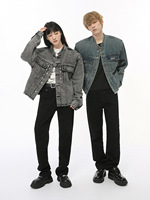 Jean cigarette slim léger noir délavé taille mi-haute style coréen tendance pour homme