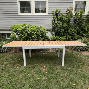 Mesa de Comedor Extensible de Diseño Moderno <span class=keywords><strong>para</strong></span> Exteriores, de Aluminio y Madera Plástica, <span class=keywords><strong>para</strong></span> Balcón, Terraza o Jardín - Product Image 4