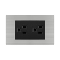 FIKO American Standard Prises et interrupteurs muraux 118 Type 15A Gris + Noir Panneau en acier inoxydable avec USB/Type-c
