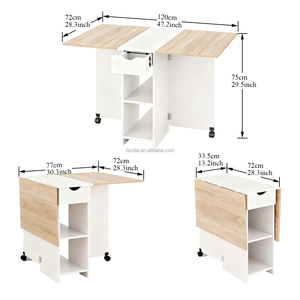 Modern Convertible Wooden Mobile Folding Dining <strong>Table</strong> 1 Drawer <strong>2</strong> Shelves <strong>for</strong> <strong>Kitchen</strong>/School/<strong>Small</strong> Space Hotel/Entry Use Portable - Product Image 5