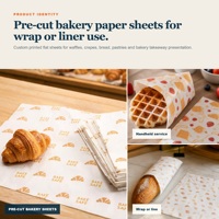 Papier d'emballage pour crêpes, feuilles pré-découpées, logo personnalisé, approvisionnement en gros, service de comptoir de boulangerie, fabricant