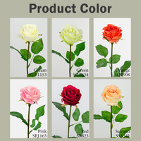 Hochwertige Seidenrosen in Echtblumen-Optik, Weiße Einzelstiele, Rote und Elfenbeinfarbene Rosenblüten, Handgefertigter Strauß für Hochzeit, Muttertag, Weihnachten