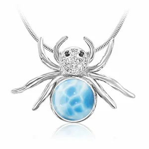 Larimar Insect Jewelry in Silver Authentic Larimar Gemstone Jewelry Custom Larimar Pendant