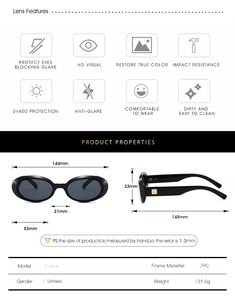 แว่นกันแดดทรงสี่เหลี่ยมกรอบเล็กสไตล์เรโทรสำหรับผู้ชายและผู้หญิง แว่นกันแดดวินเทจทรงวงรีพร้อมโลโก้สั่งทำ แว่นกันแดดผู้หญิงผู้ชาย แว่นกันแดดหรูหรา - Product Image 5