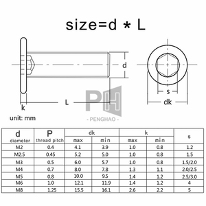 Vis à tête plate ultra-mince professionnelle, boulon à tête plate, M1.6 <span class=keywords><strong>M2</strong></span> <span class=keywords><strong>M2</strong></span>.5 M3 M4 M5 M6 M8, acier inoxydable 304, hexagonal, douille CM - Product Image 2
