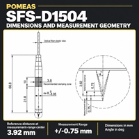 POMEAS SFS-D1504 Chromatic Confocal Displacement Probe, Rentang +/-0.75 mm, Jarak Referensi 3.92 mm