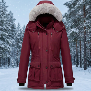 <b>Women's</b> Plus Size Solid Hooded Zipper Closure Thick Outdoor Casual <b>Jacket</b> Warm Winter Parka with Shearing Processing - Product Image 3