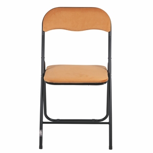 Chaise pliante en velours moutarde - Product Image 2