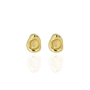 WMEL125 Pendientes de calcedonia blanca de moda S925 Plata de Ley 925 Stud de piedras preciosas con chapado en oro para bodas - Product Image 3