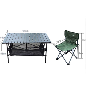 Conjunto de Mesa y Sillas Plegables para Acampar al Aire Libre, Moderno, de Aluminio con Panel de Madera Estilo Negro, Muebles de Exterior para 6 Personas - Product Image 4