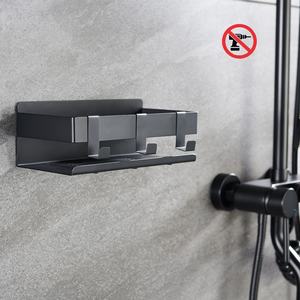 Estante de almacenamiento de ducha de <span class=keywords><strong>baño</strong></span>, adhesivo de acero inoxidable, antióxido, color negro mate, fácil de instalar, <span class=keywords><strong>sin</strong></span> perforación - Product Image 3