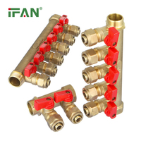 Collecteur de chauffage au sol en laiton IFAN, prix usine, collecteur d'eau PEX 2 voies, 3 voies, 4 voies en laiton