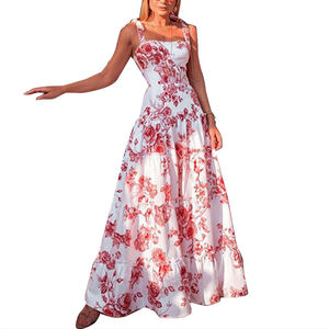Ventas calientes señoras sin mangas <span class=keywords><strong>Maxi</strong></span> vestidos largos impresos mullidos mujeres elegantes vestidos casuales - Product Image 6