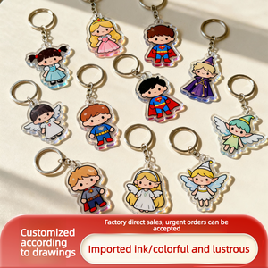 Custom Logo Acrylic Keychain Clear Cartoon Glitter Epoxy Keychain Charms Plastic <b>Key</b> Chain Anime Acrylic Keyring Custom - Product Image 1