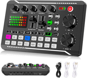 Interfaz de Audio con Mezclador de DJ, Tarjeta de Sonido Portátil TODO EN UNO, Estudio de Producción de Podcasts con Micrófono de 3.5mm - Product Image 2