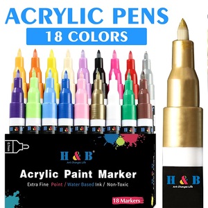 18PCS nước dựa trên Acrylic sơn Bút Đánh Dấu Highlighter <span class=keywords><strong>tip</strong></span> phẳng với mực vĩnh viễn - Product Image 3