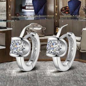 Pendientes de Aro Plateados de Moda para Mujer Angel Kiss, Joyería Coreana con Circonita para Bodas y Fiestas - Product Image 2