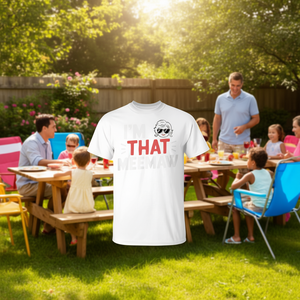 T-shirt That Meemaw in cotone bianco, girocollo, manica corta, unisex, per adulti, regalo per riunioni di famiglia - Product Image 3