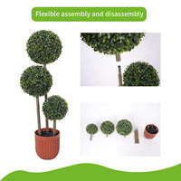 Arbre Topiaire Artificiel H90cm à 3 Boules en PE Écologique, Plante Artificielle Détachable, Design Classique Ignifuge Anti-UV Personnalisé pour Hôtel