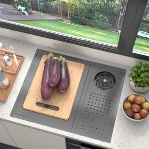 Lavello Nero Nano con Lavabicchieri per Bar Caffè Hotel Fornitore di Lavelli da Cucina Lavello Intelligente con Copertura - Product Image 4